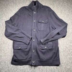 Banana Republic Mens Navy Explorer Jacket Cotton Knit Full Zip Cardigan Large